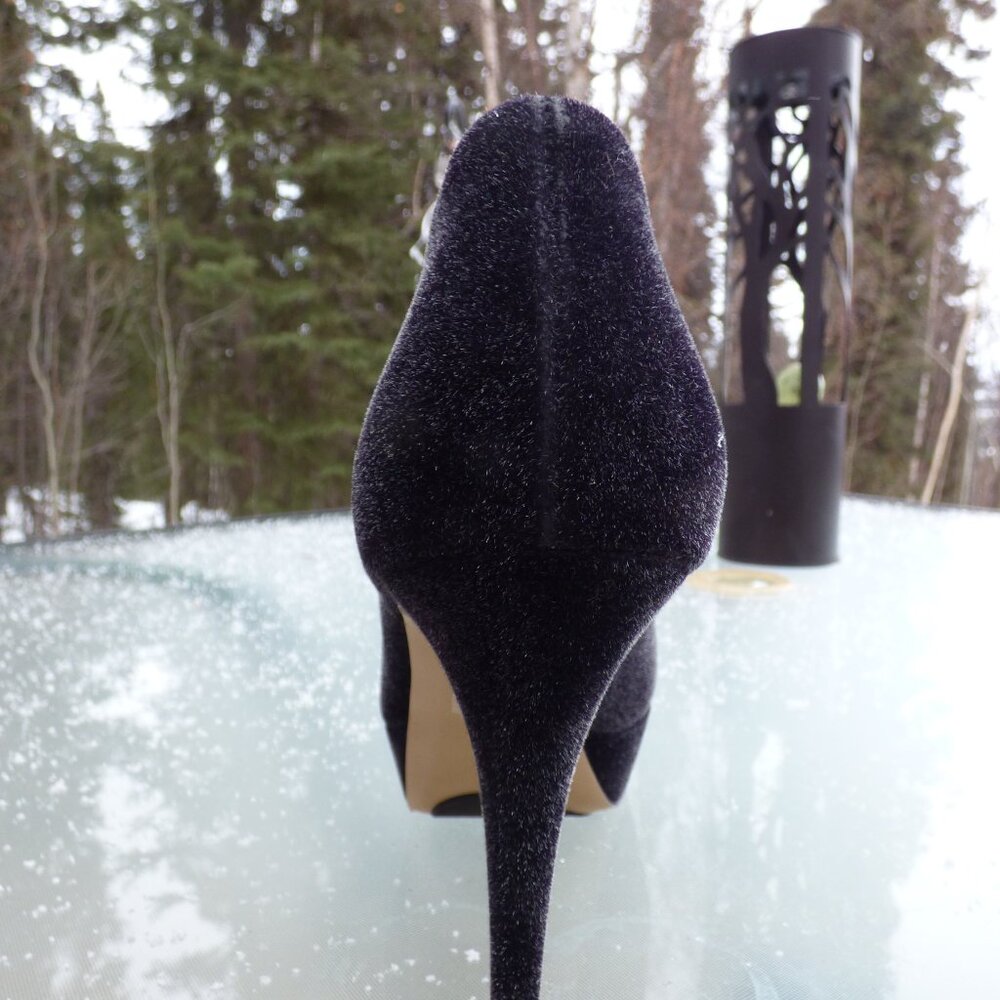 HOEGL GOTH WEDDING BLACK FUZZY FEEL HIGH HEELS CLOSED SHOES SIZE 9 - Picture 7 of 14